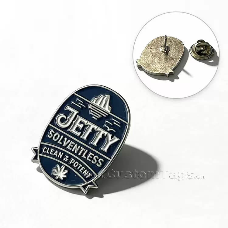 Small metal logo tags with butterfly buckles attachment