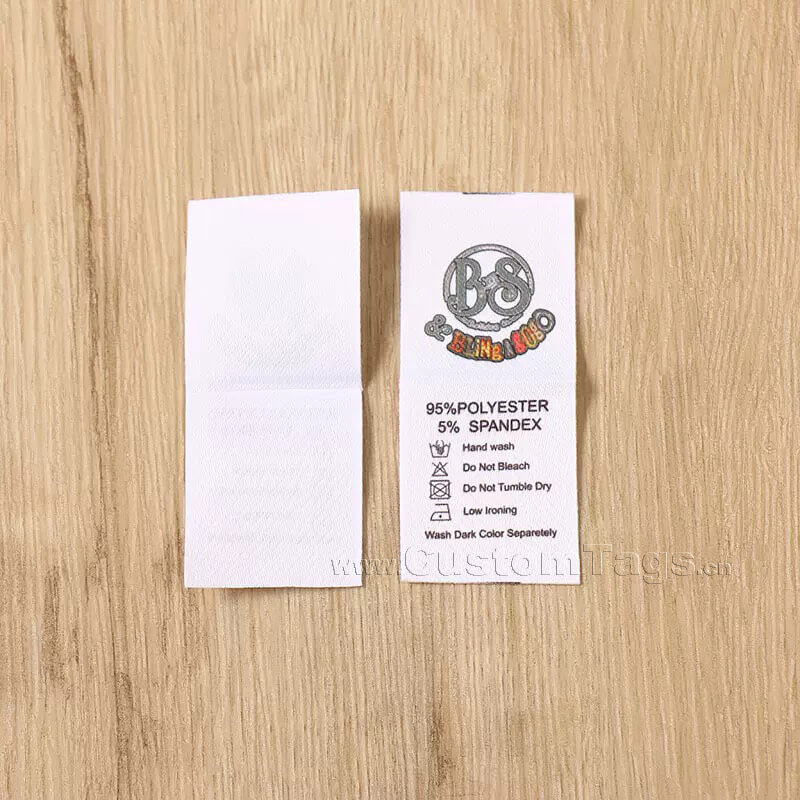 Custom woven wash care labels for clothing
