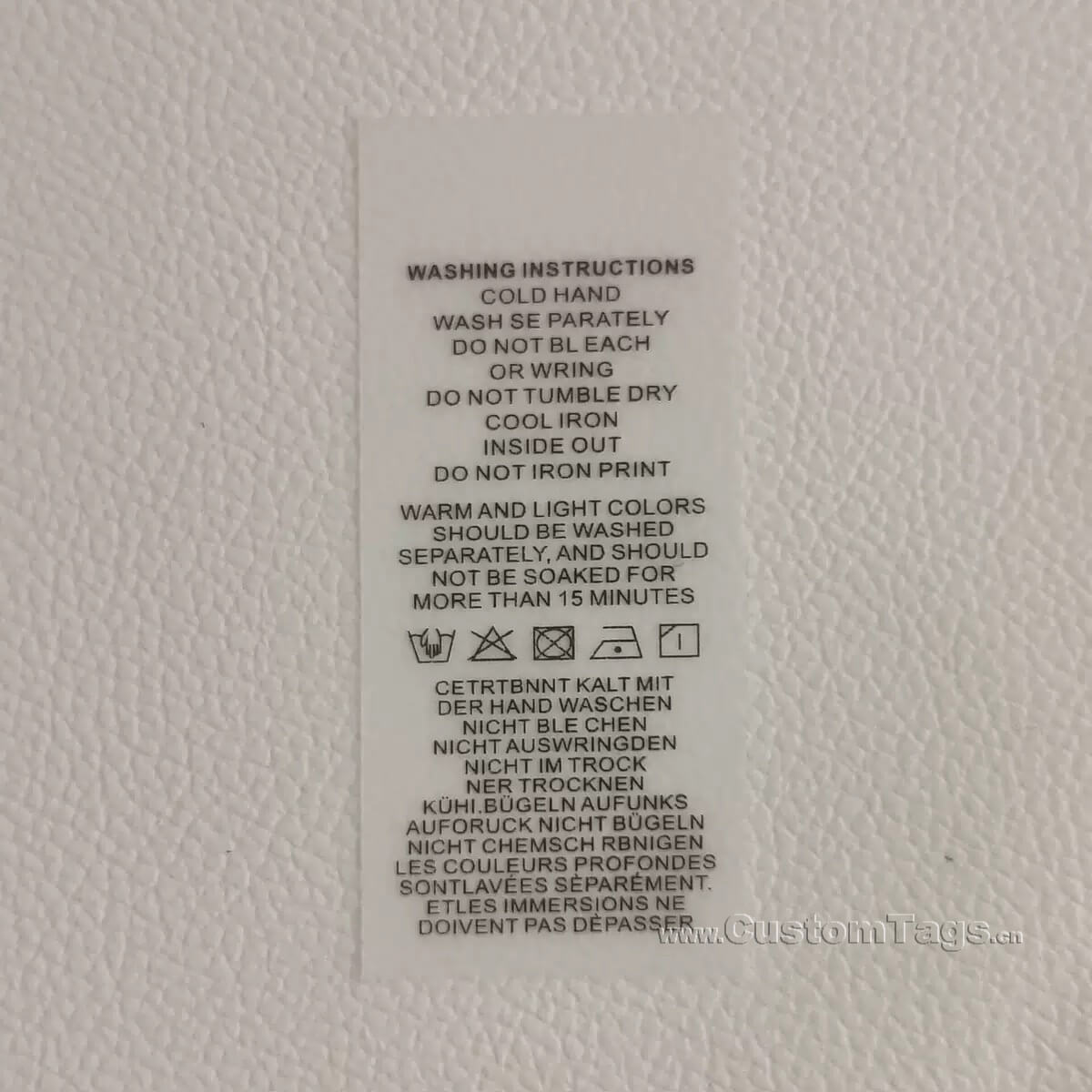 custom TPU care labels for garment