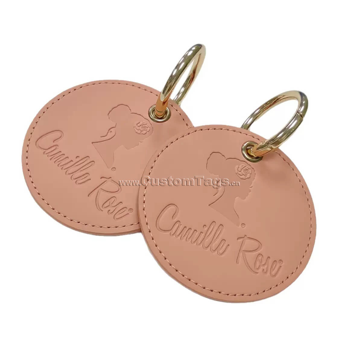 Custom leather labels & Tags backing fixing method ：add a buckle ring
