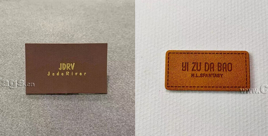 custom genuine leather labels and tags for hats, bags and crochet