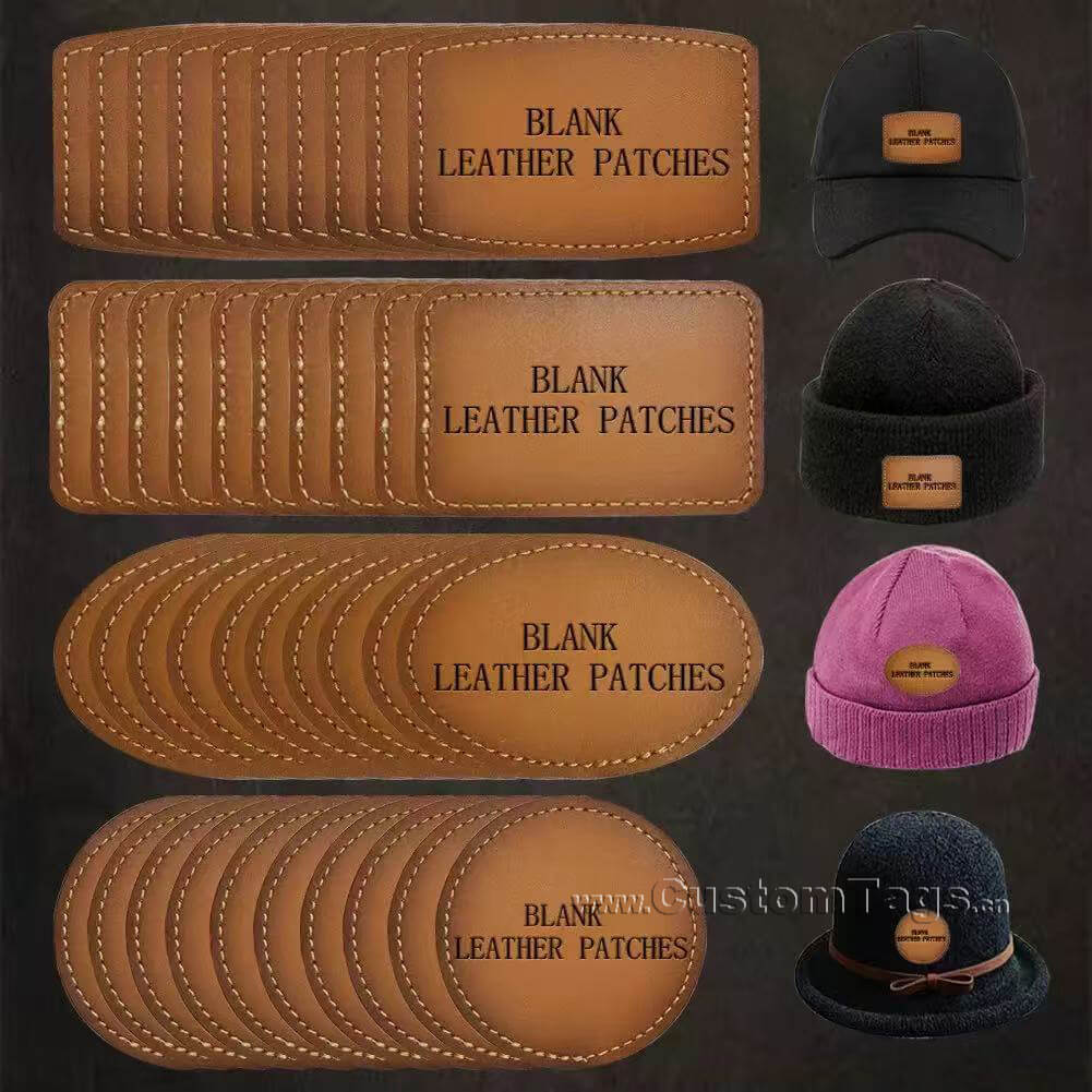custom genuine leather labels and tags for hats