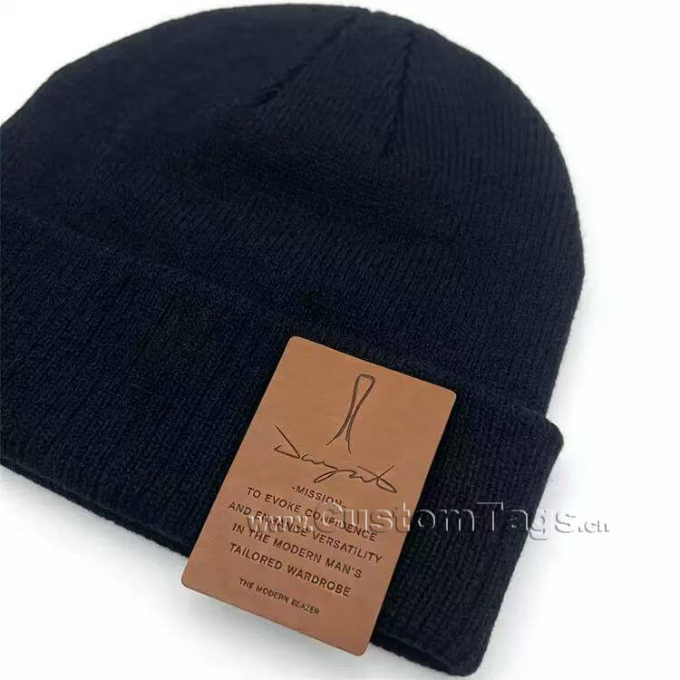custom genuine leather labels and tags for hats