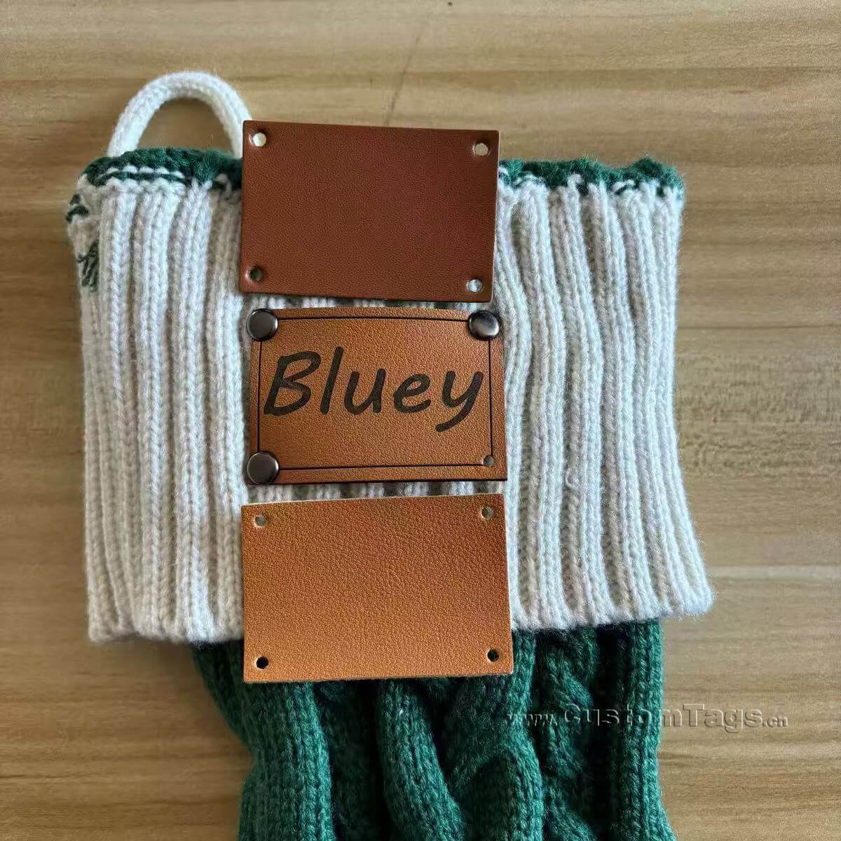 custom genuine leather labels and tags for sock