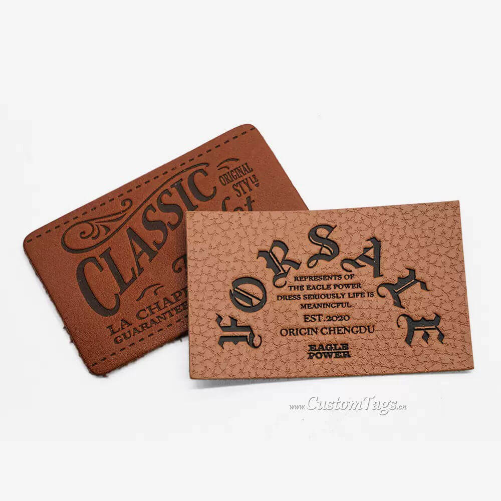 custom leather label & tags with embossing or debossing