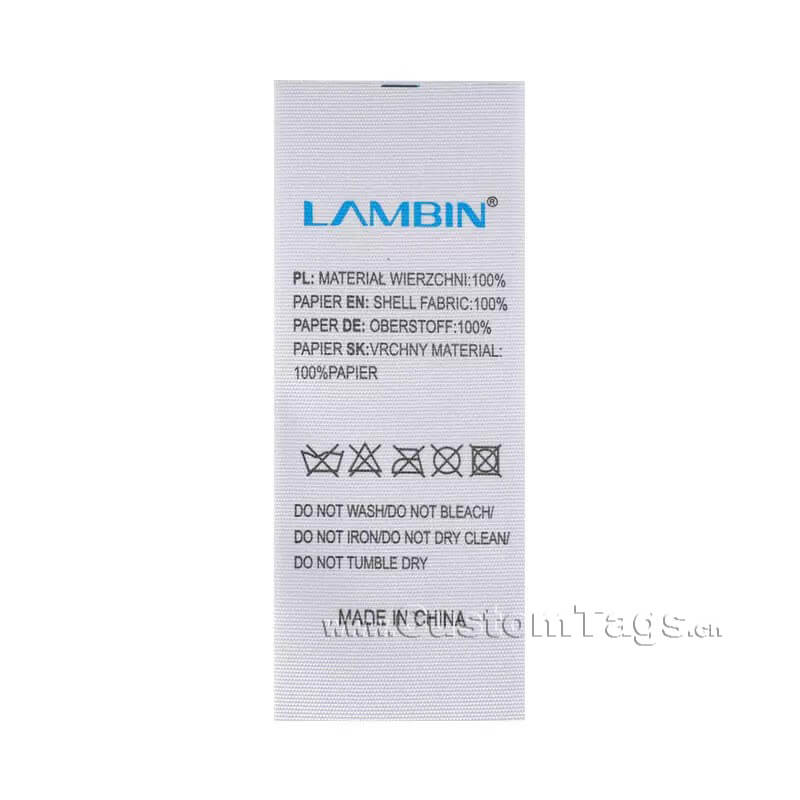 custm heat transfer care labels for garment