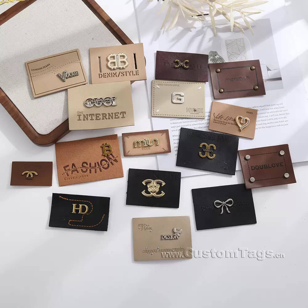 metal leather labels