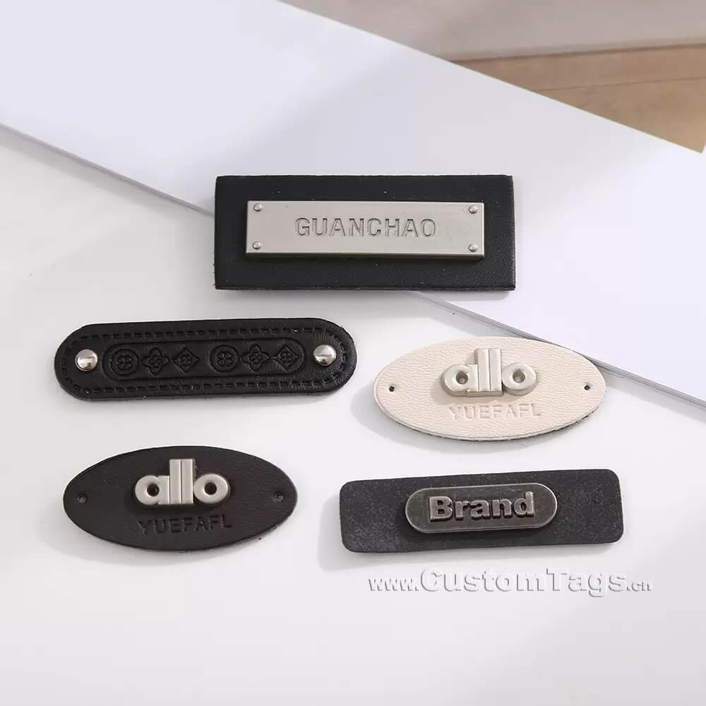 metal leather labels