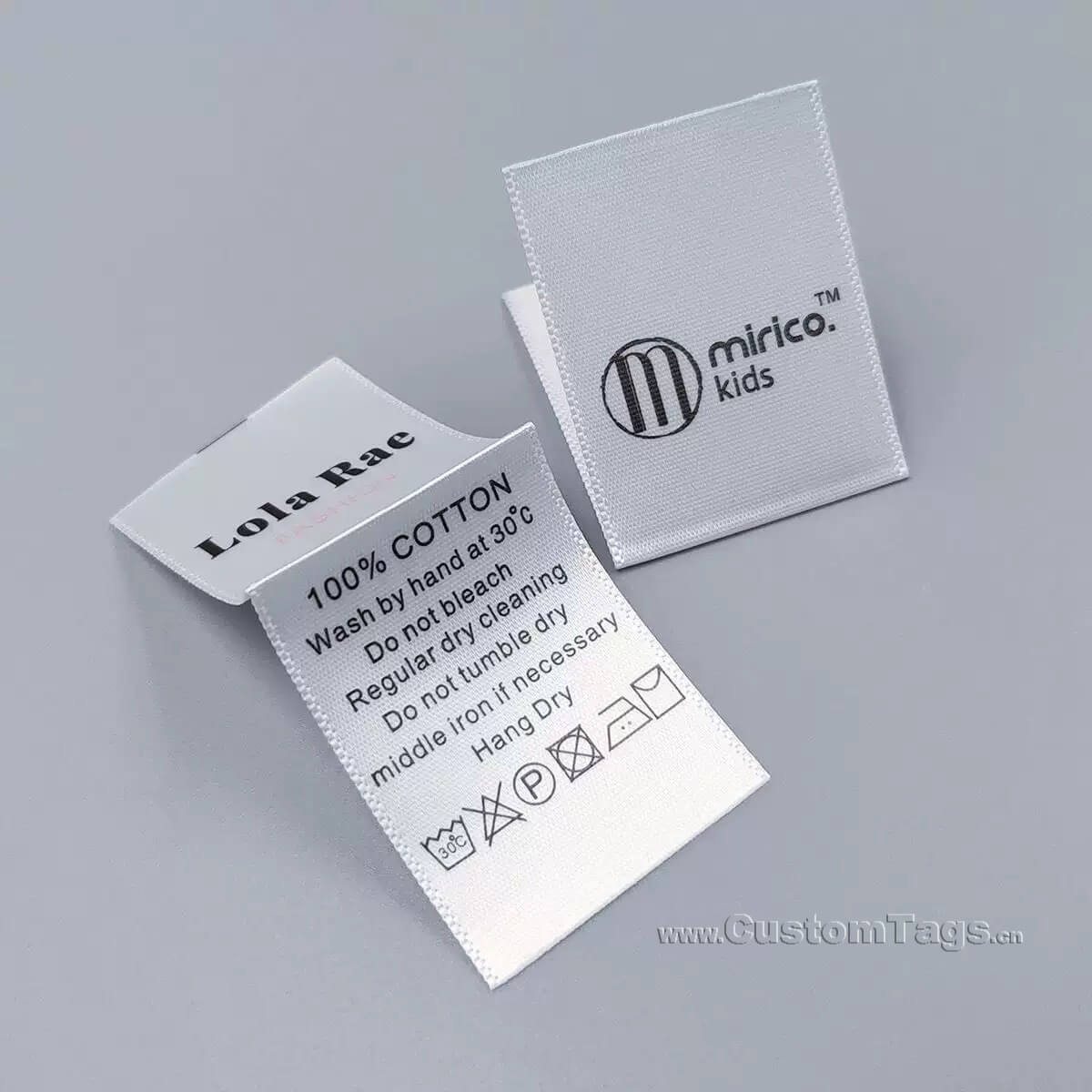 custom satin care labels for garment