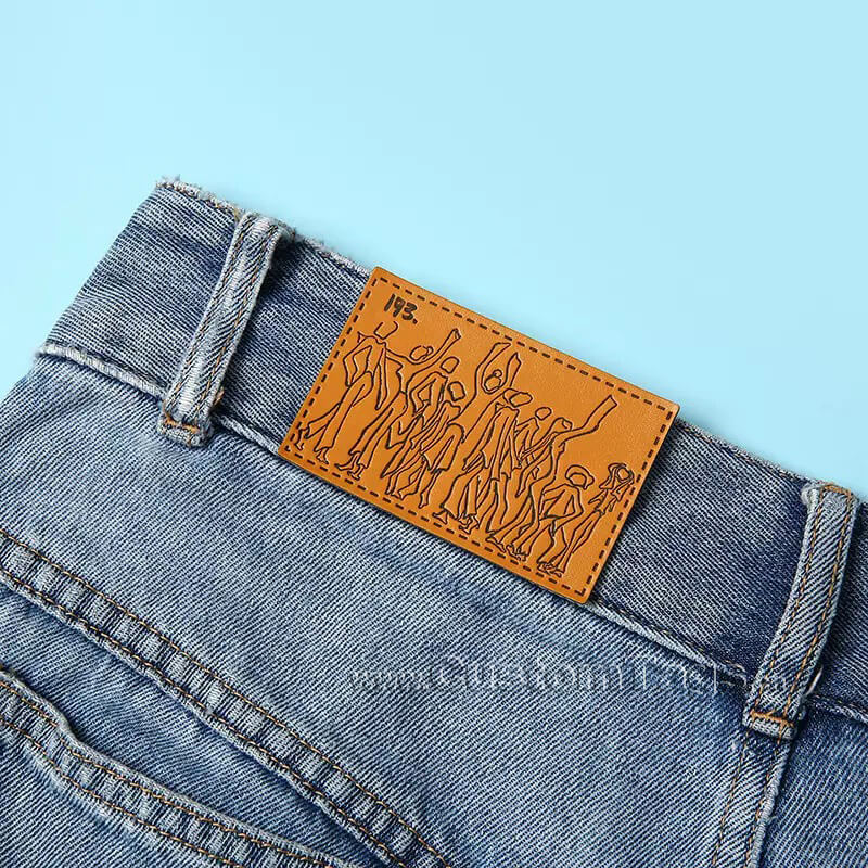 Custom leather labels & Tags backing fixing method Velcro