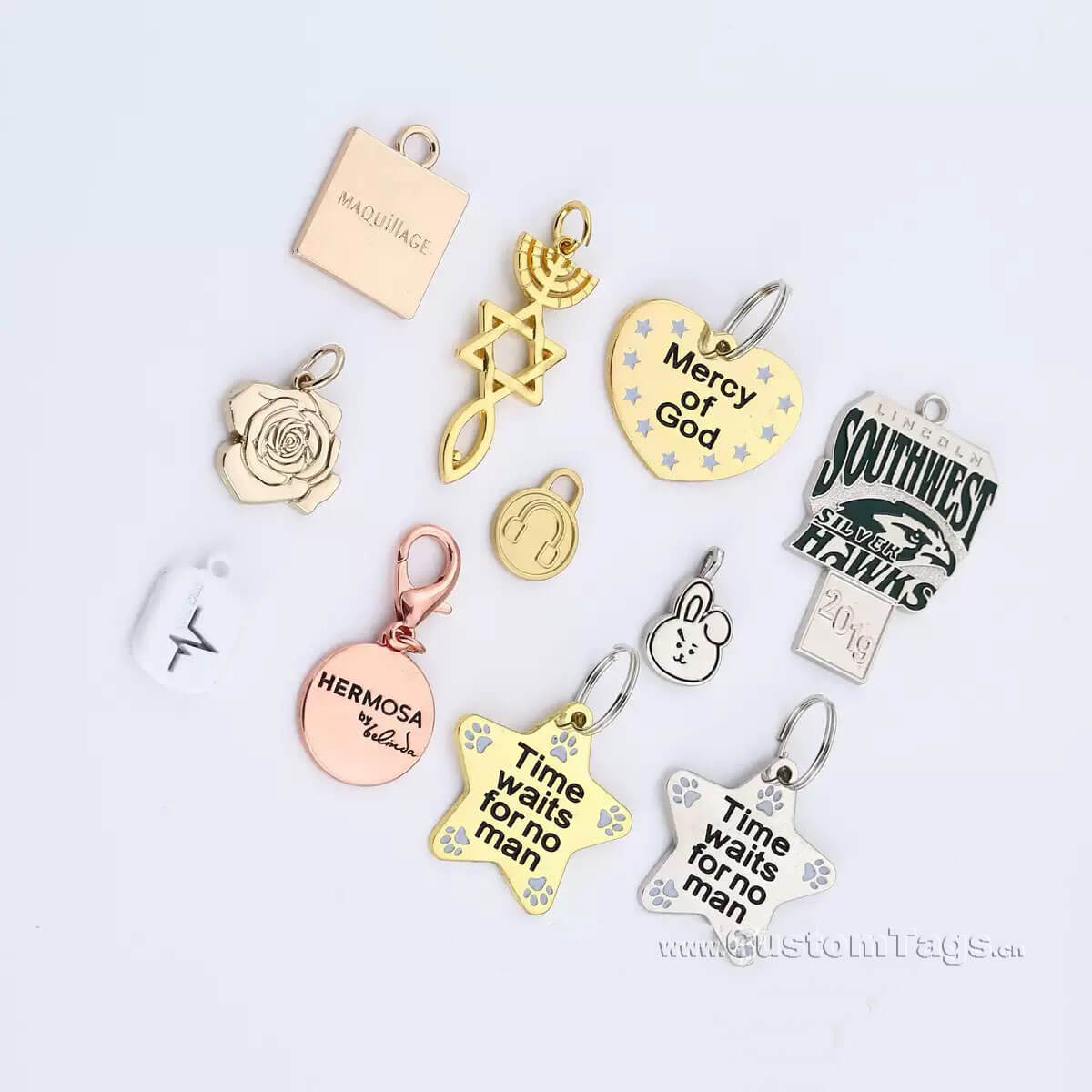 custom metal labels and tags with ring buckle