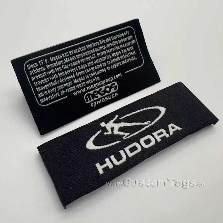 Custom woven main labels with brand logo for clothing