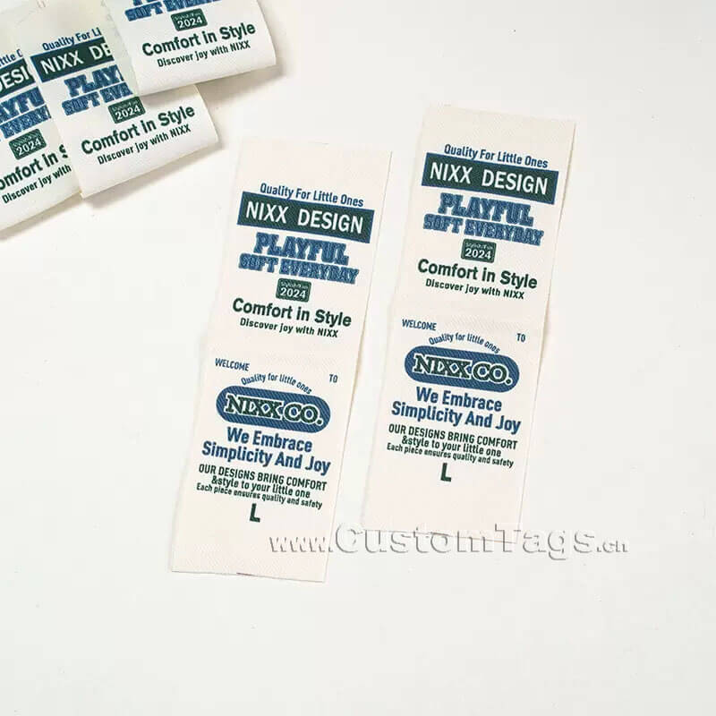 Custom woven wash care labels for clothing