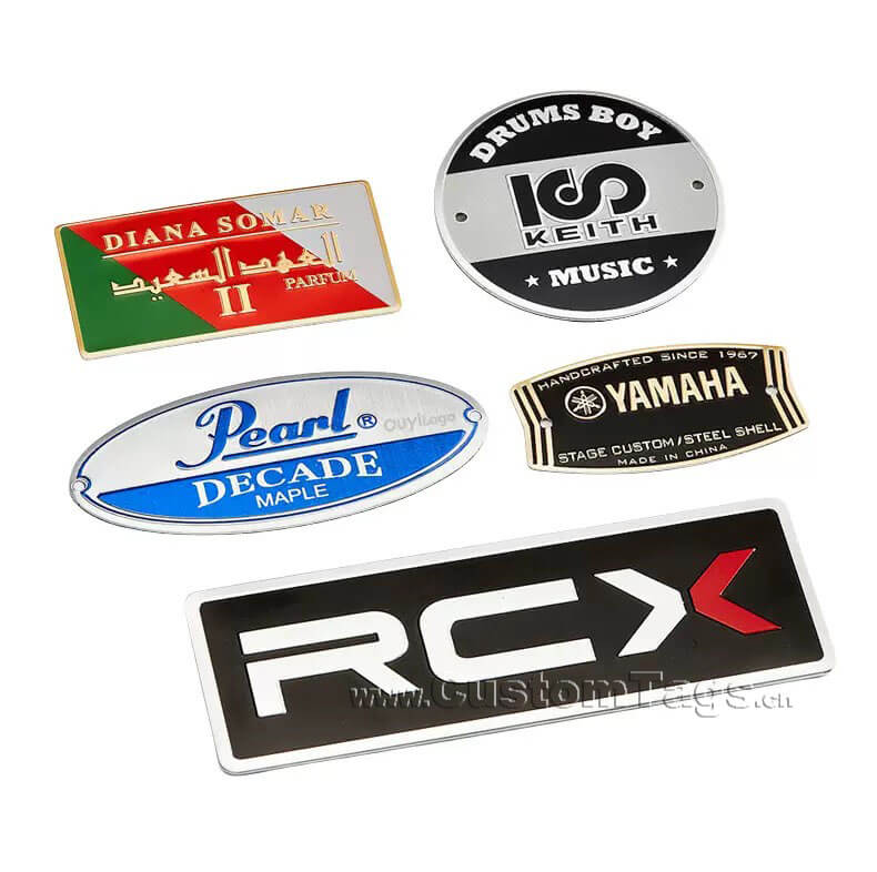 custom aluminum labels & tags with engraved name and logo