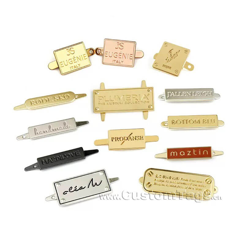 custom metal clothing tags and tags with bendable legs
