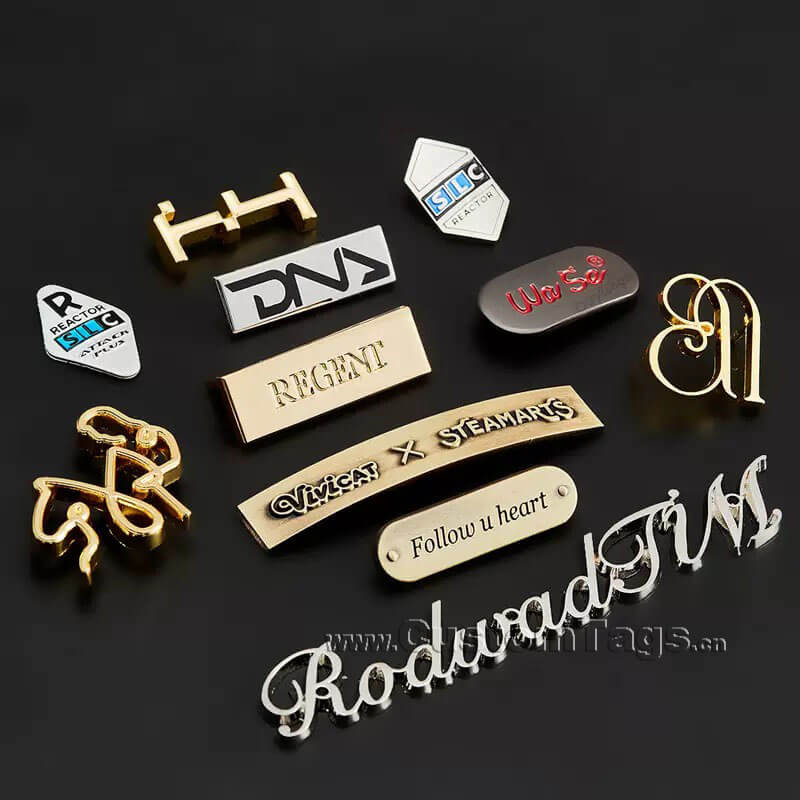 custom brass labels & tags with engraved name and logo