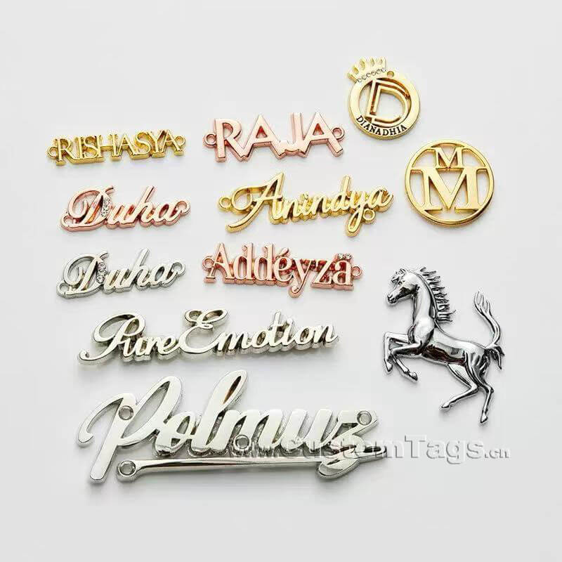 custom brass labels & tags with engraved name and logo