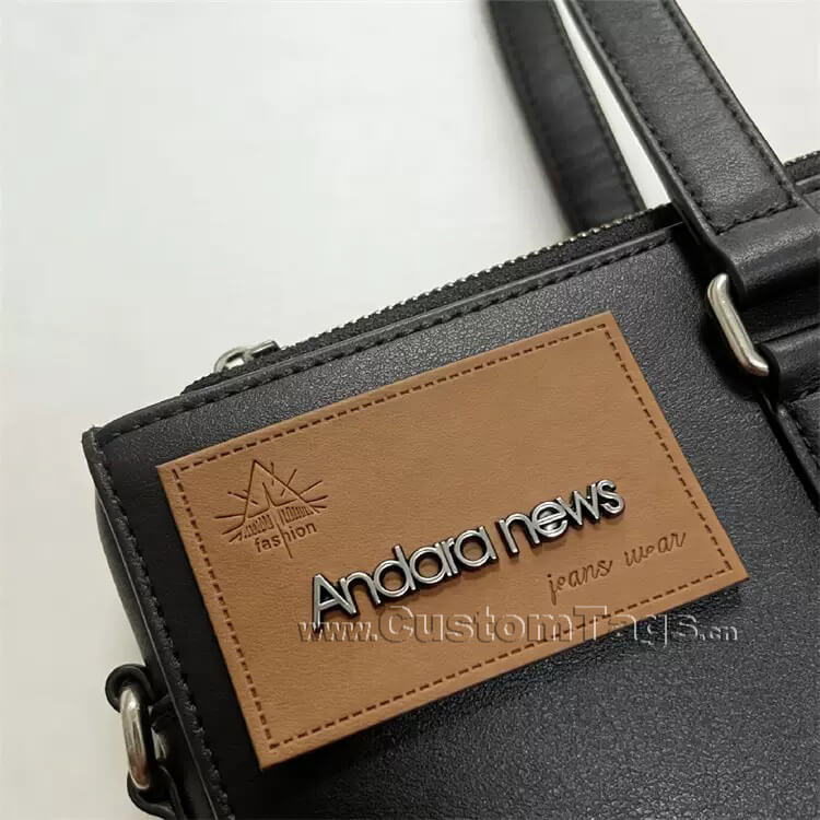 custom metal leather labels for bags