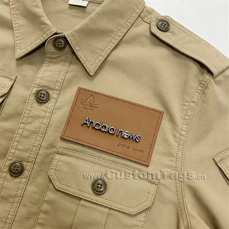 custom metal leather labels for clothing