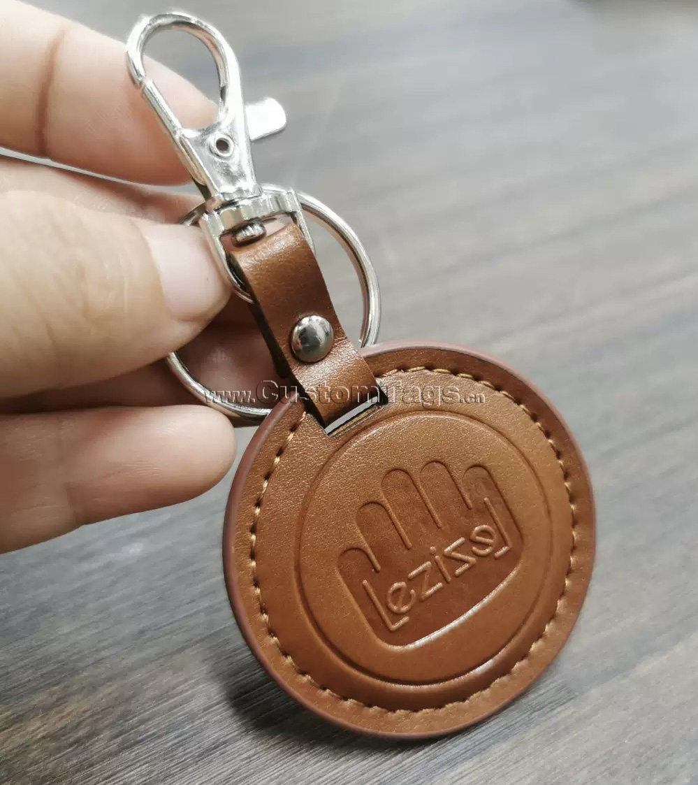 custom metal leather labels for keychain