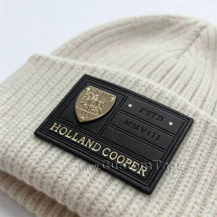 custom metal leather labels for knitting