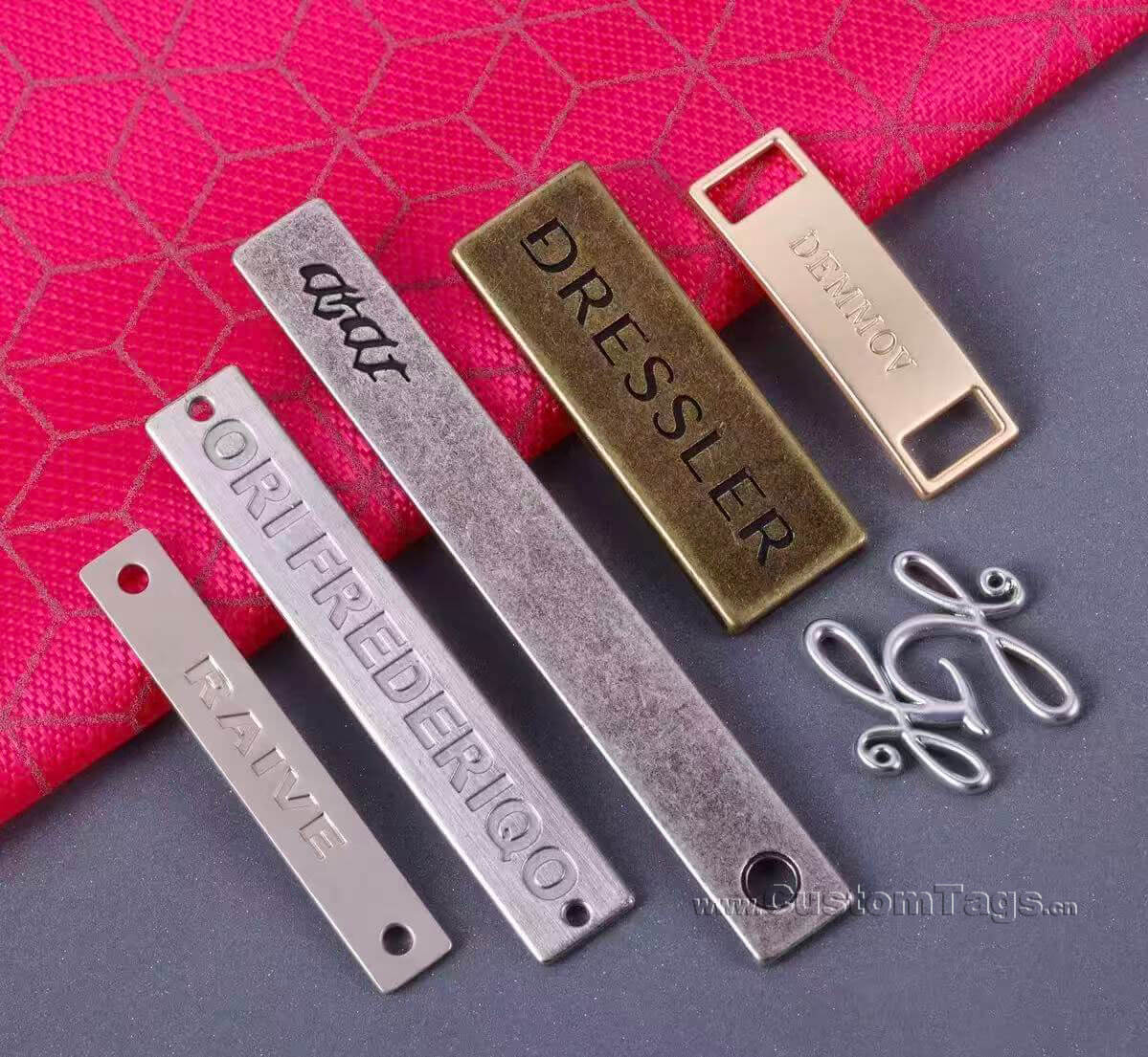 custom engraved metal tags & labels for clothing brands