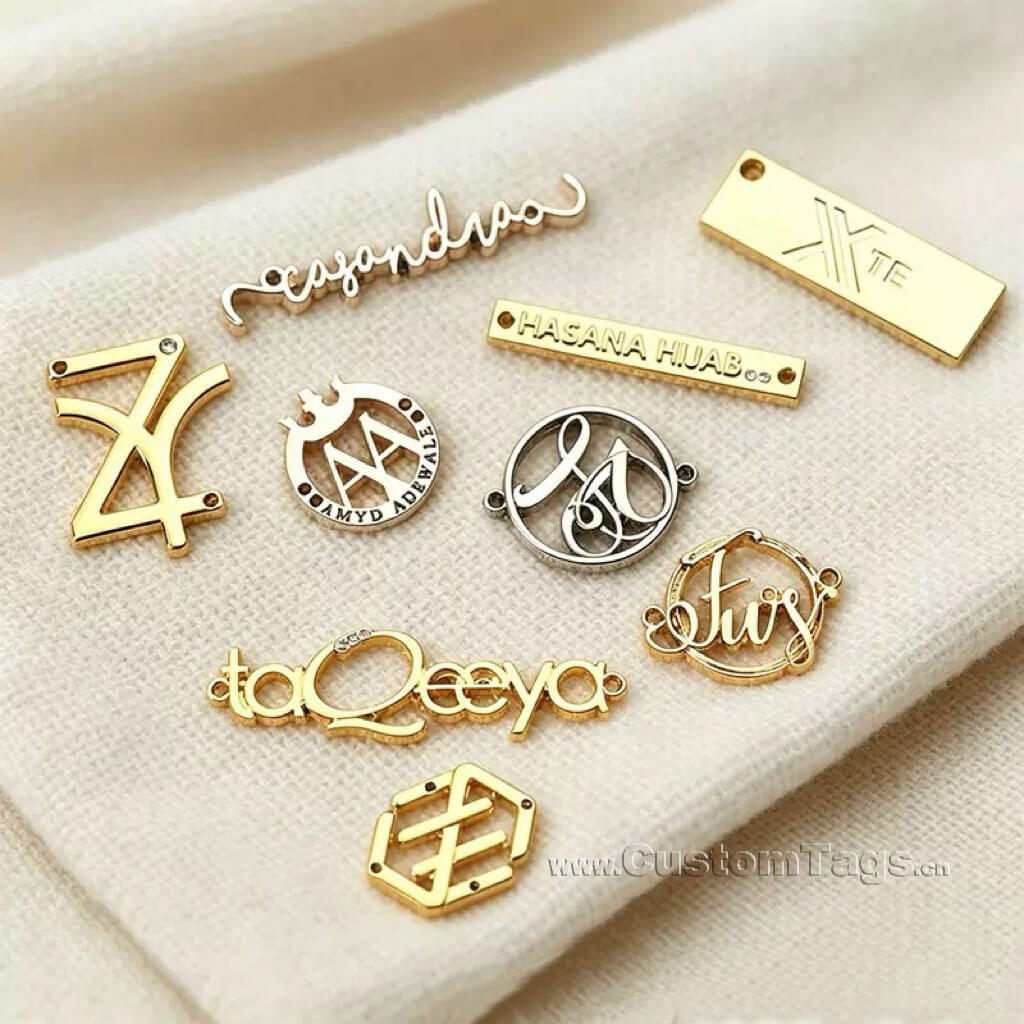 custom metal logo labels & tags for clothing