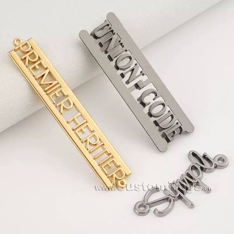 metal logo tags