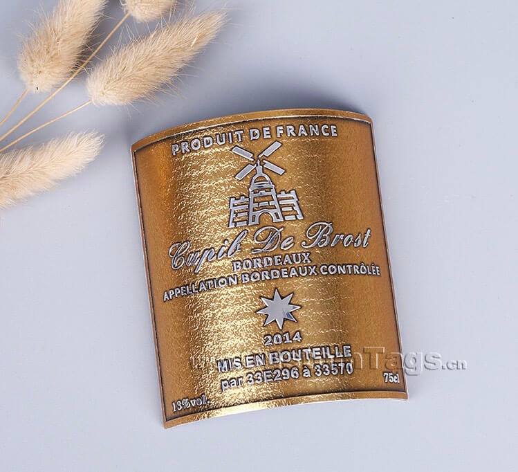 custom metal wine labels & tags for bottles