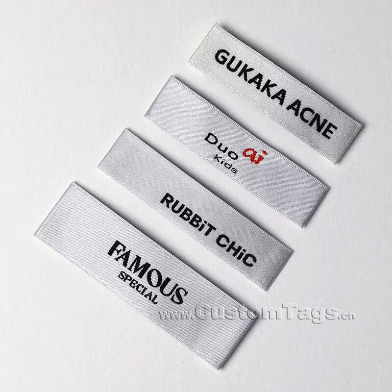 white satin woven labels